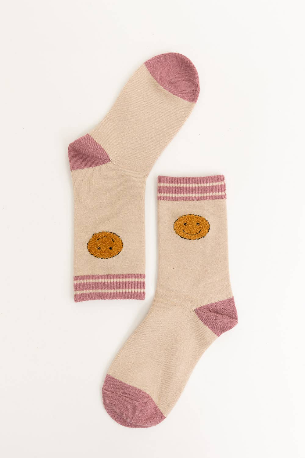 Smile Embroidered Crew Socks