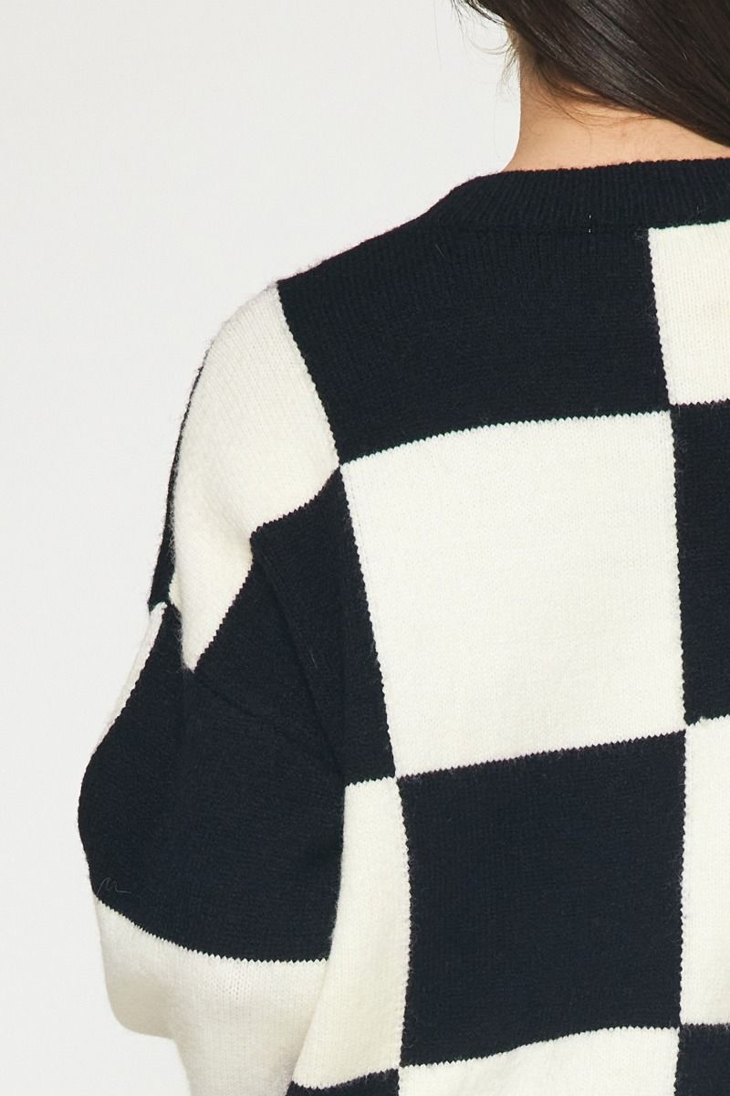 Embroidered Checker Sweater