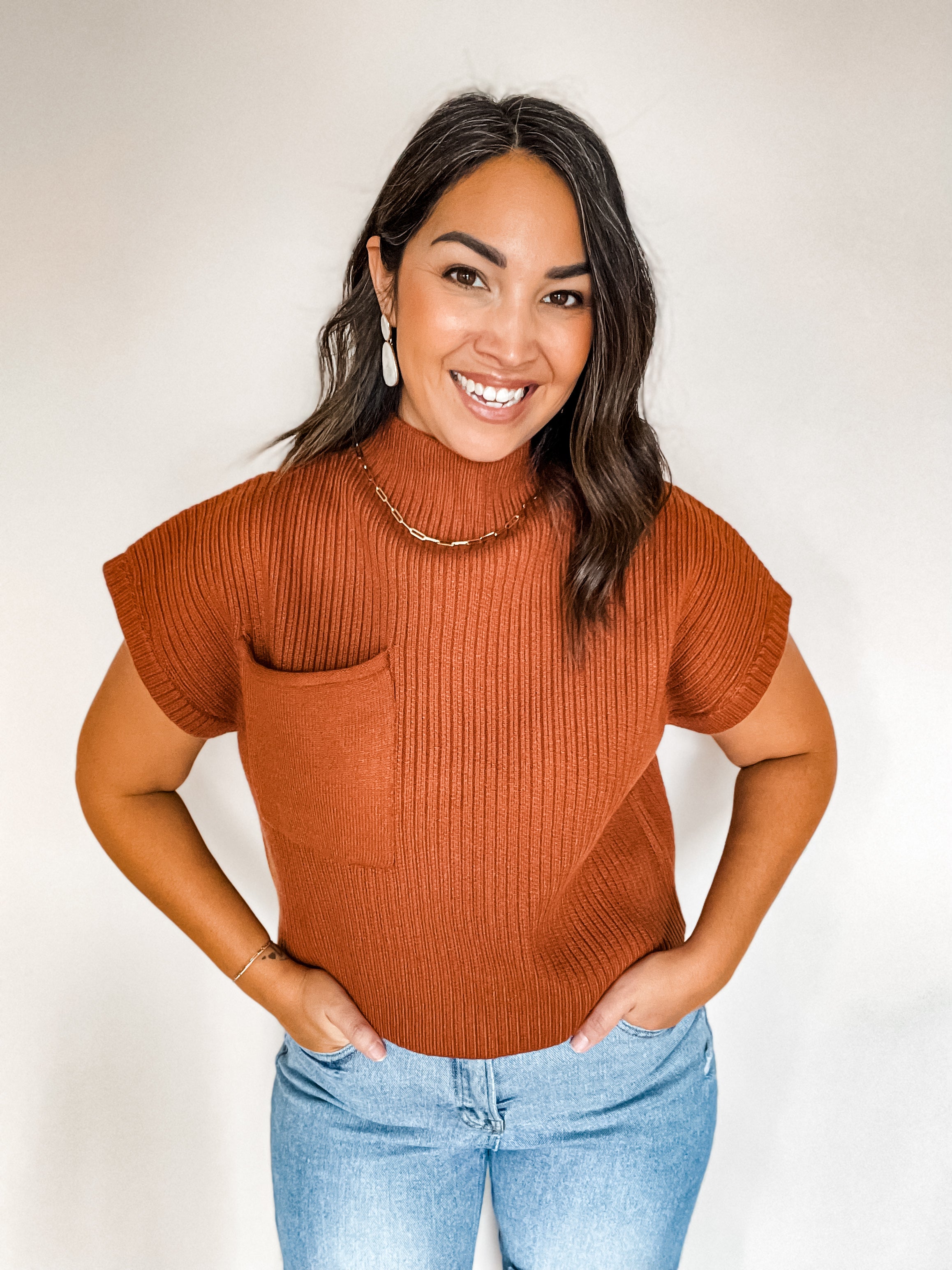 Solid Mock Neck Cropped Top