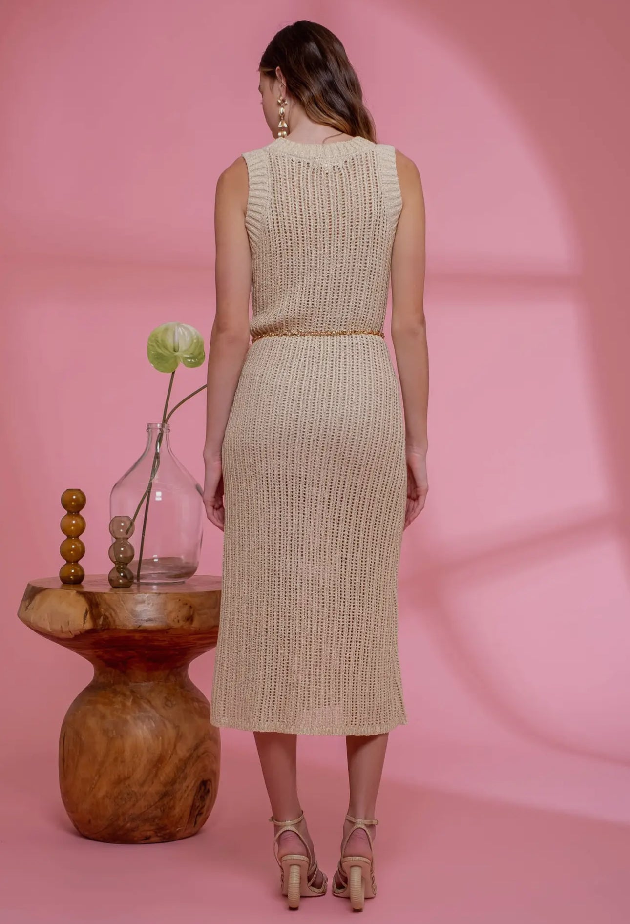 Sheer Knit Midi Dress