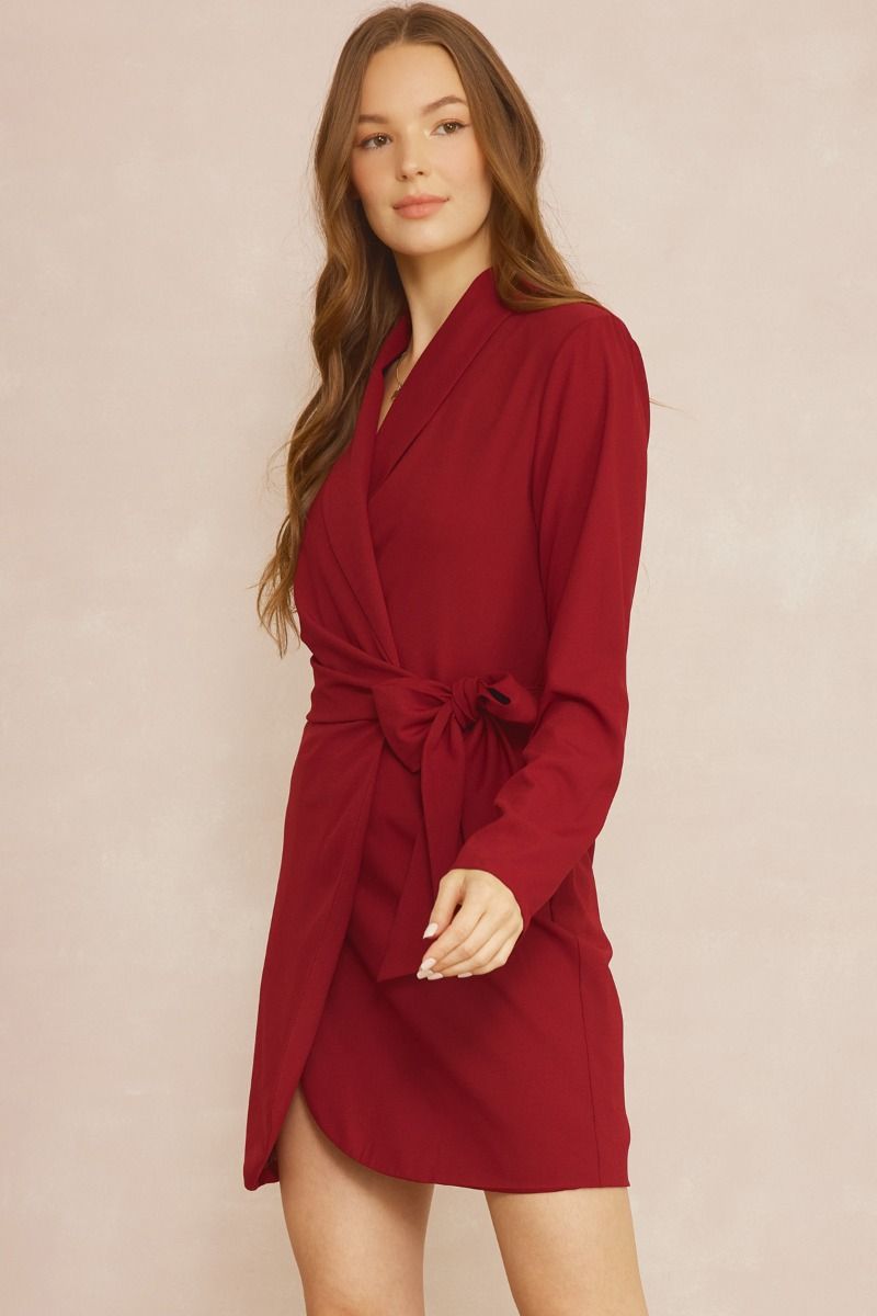 Collared Wrap Style Dress