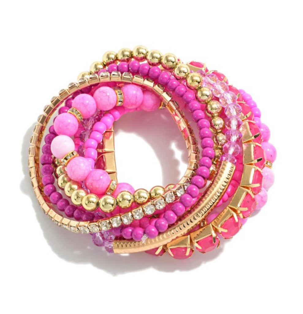 Hot Pink Beaded Stack